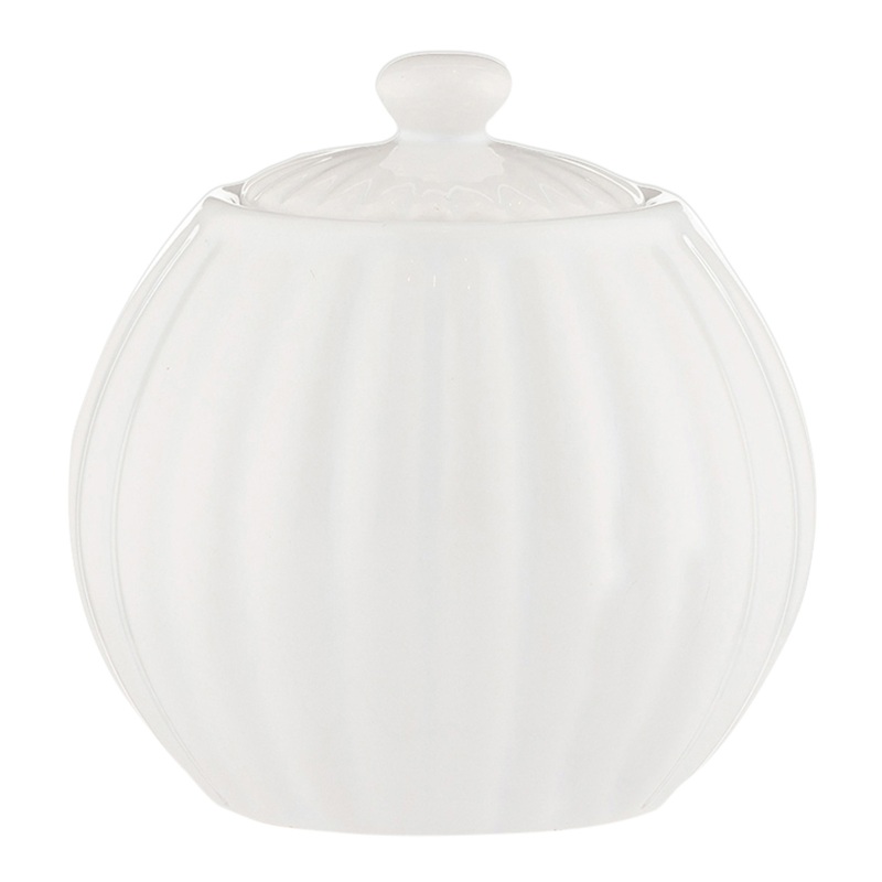 Price & Kensington Luxe White Ceramic Fluted Sugar Bowl
