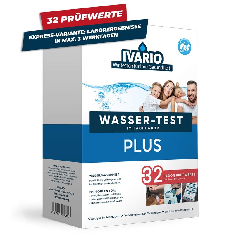 Express laboratory water test plus (32 values) for tap water/drinking water water analysis in the German specialist laboratory/perfect if you want to use a water bubble 3-day express analysis