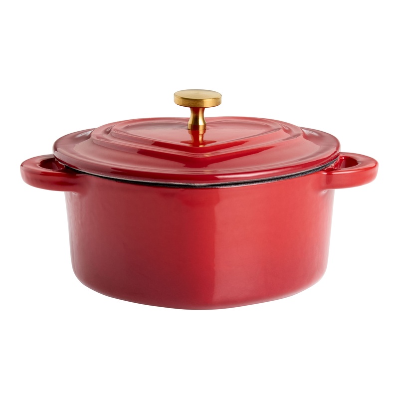 Mini Red and Pink Enameled Cast Iron Heart Shaped Cocotte