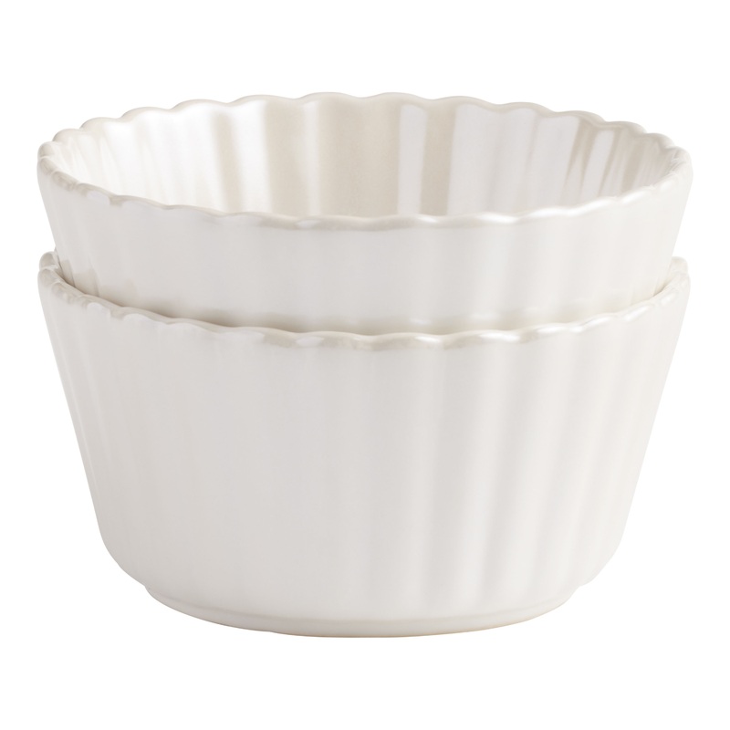 Natural Wonders White Pearl Ceramic Snowflake Ramekin 2 Pack