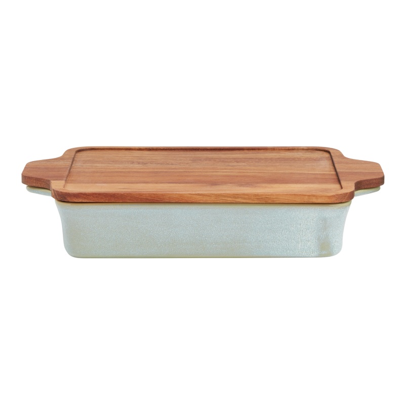 Sage Green Reactive Glaze Baking Dish with Trivet Lid