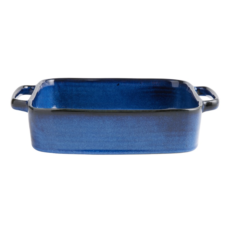 Skye Square Blue Reactive Glaze Ceramic Fluted Baking Dish