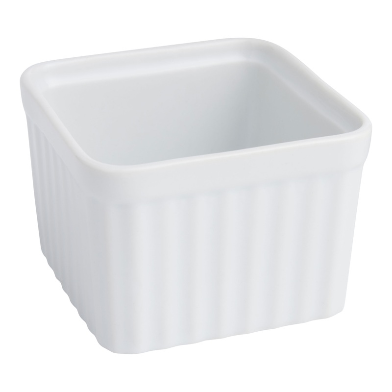 Square White Porcelain Ramekin Set of 2