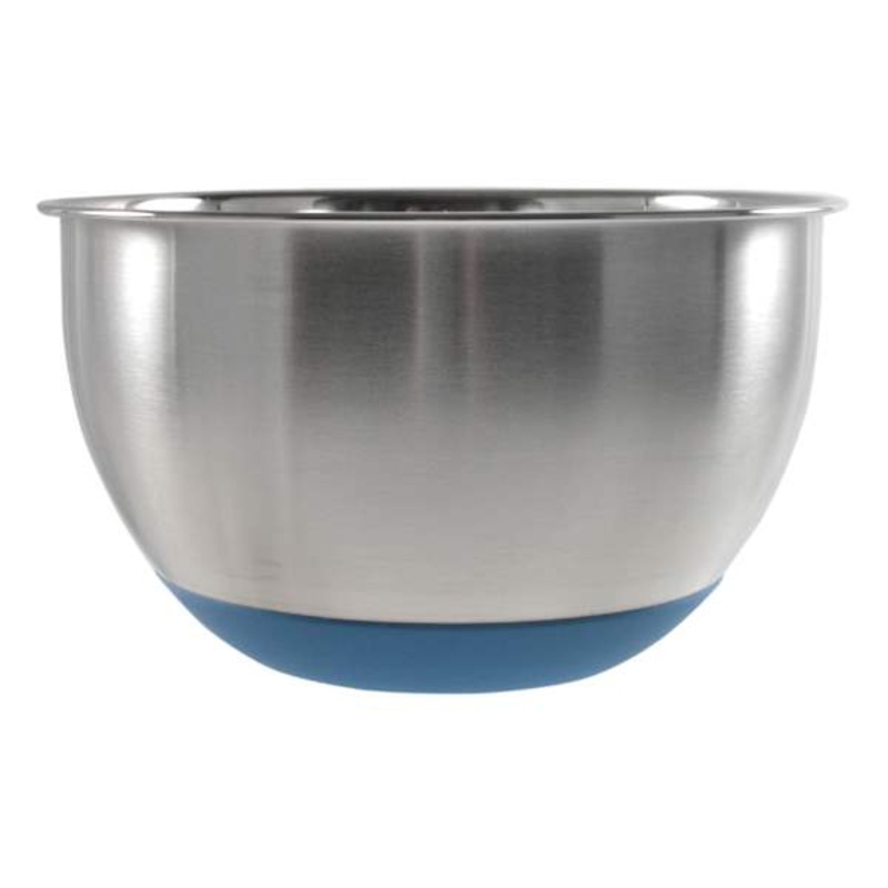 Stainless Steel Mixing Bowl with Blue Non-Skid Base, 3qt