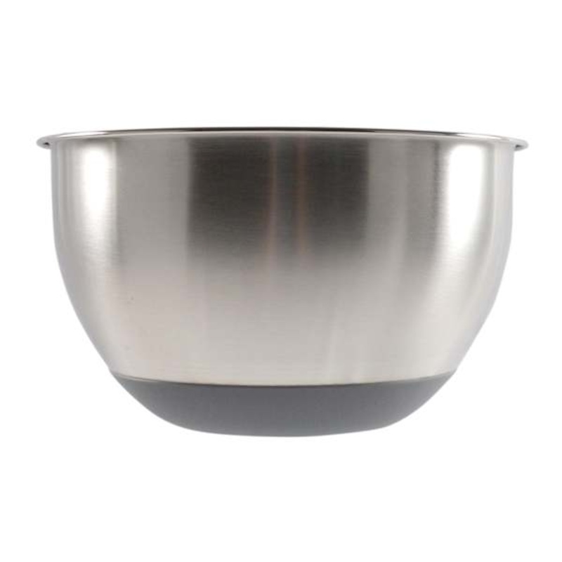 Stainless Steel Mixing Bowl with Grey Non-Skid Base, 3qt