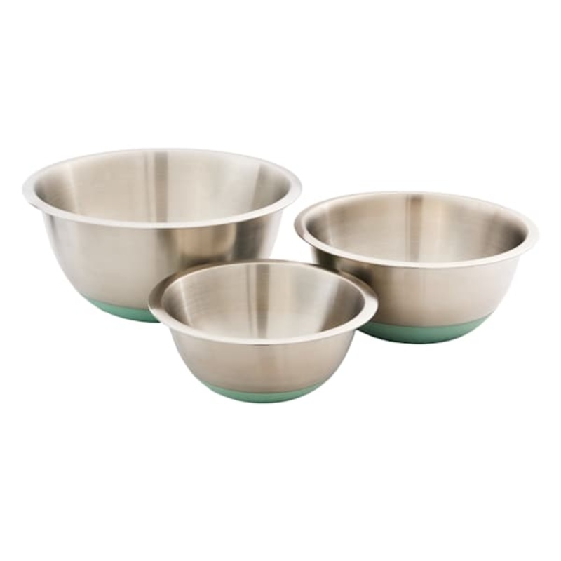 3-Piece Green Mixing Bowls with Non-Slip Bottom
