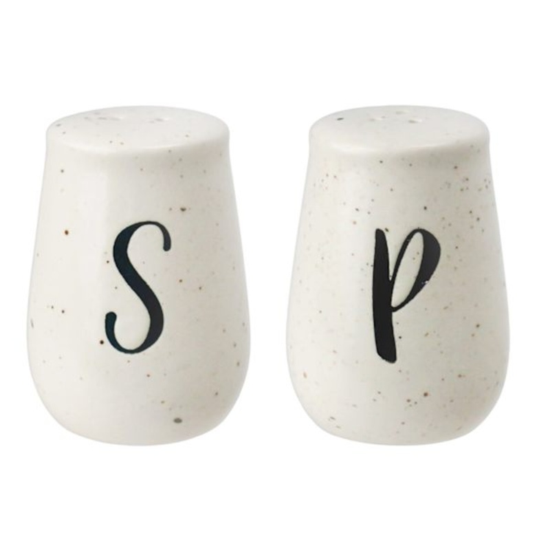 Honeybloom Farmhouse Speckled Stoneware Salt & Pepper Shaker Set