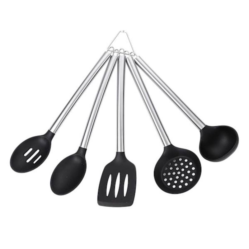 5-Piece Silicone Kitchen Tool Set, Black