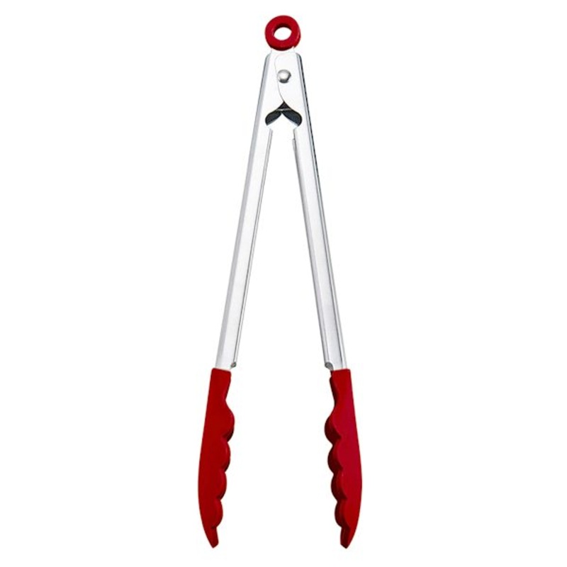 KitchenAid Gourmet Red Silicone Tipped Stainless Steel Tongs