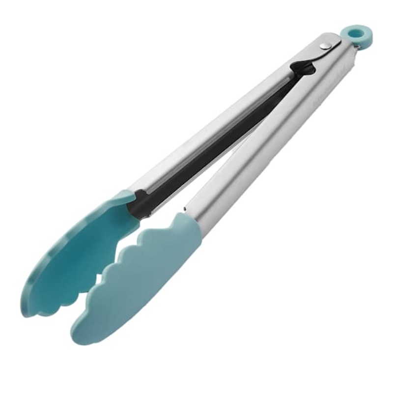KitchenAid Mineral Water Blue Silicone Tip Stainless Steel Tongs