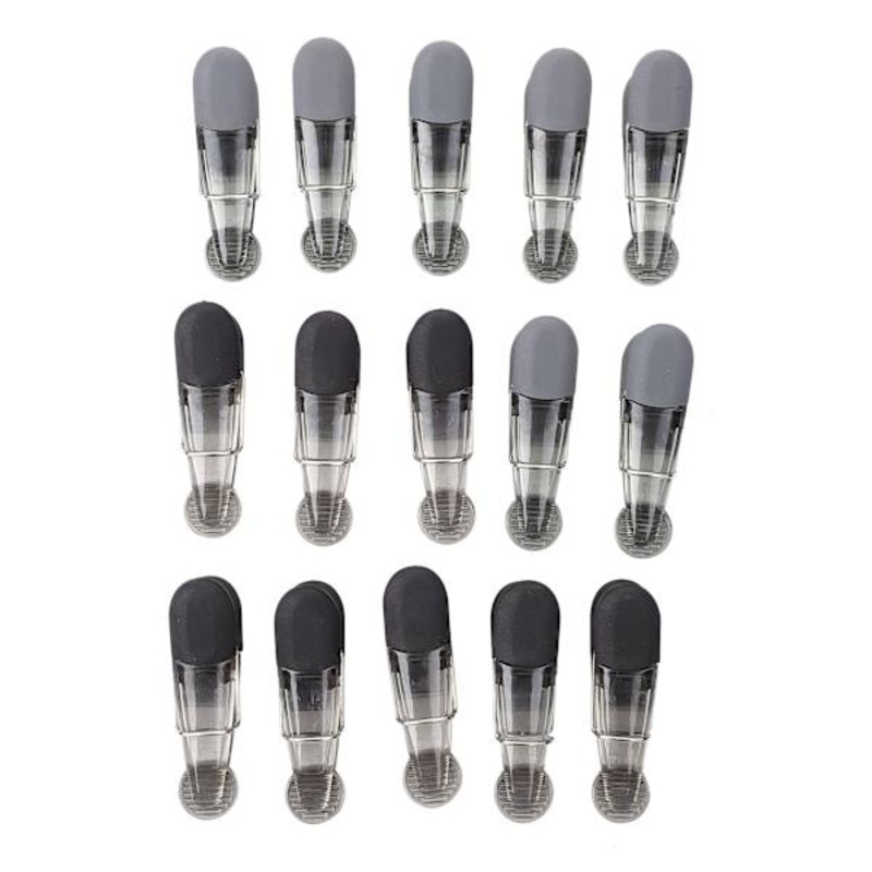 15-Piece Grey & Black Bag Clip Set