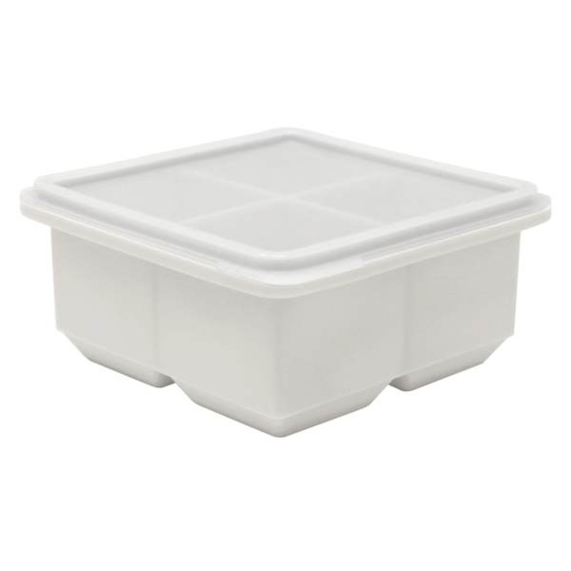 4-Section Silicone Square Ice Cube Tray, Grey