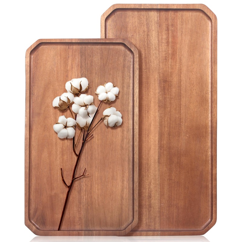 40.6 cm and 35.6 cm serving panels made of acacia wood decorative plate for fruit food trays charcuterie plates rectangular plates kitchen counter cheese board 16 “X 8” & 14 “X 8”