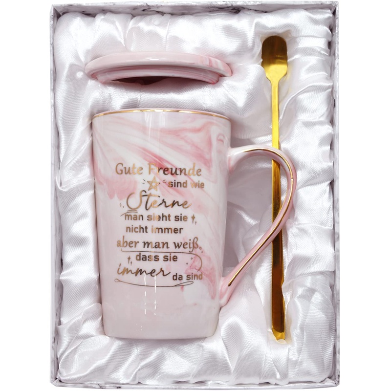 Bokalaka coffee cup gift best friend birthday personalized cup of gift for farewell gift colleagues cool gifts for good friends – 400 ml pink coffee cup with gift box
