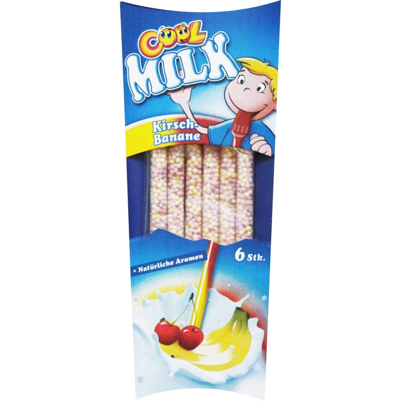 Cool Milk ECO drinking straws for making cocoa | Cherry Banana KIBA | 1 pack with 5 compostable drinking straws each (1 x 30 g)