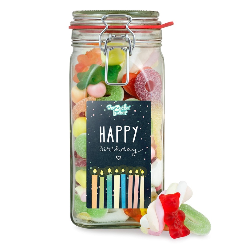 Happy Birthday – large candy jar for birthdays for family friends and employees L – Happy Birthday