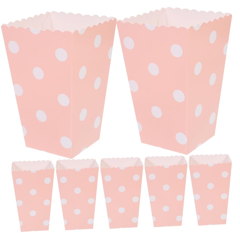 HOMSFOU 24pcs Boxes Popcorn Holder Popcorn Cartons Container Stripe medium Pink