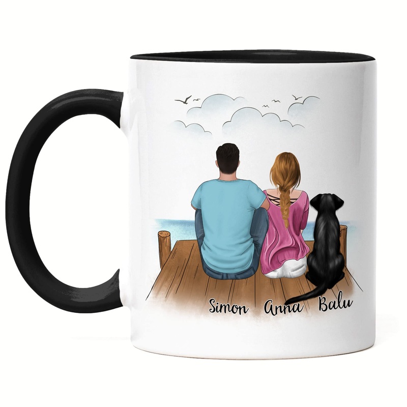 Kiddle design couple with dogs cup of black personalized dog owner gift dog lover couple dog dog mom dad dog mama dog dad