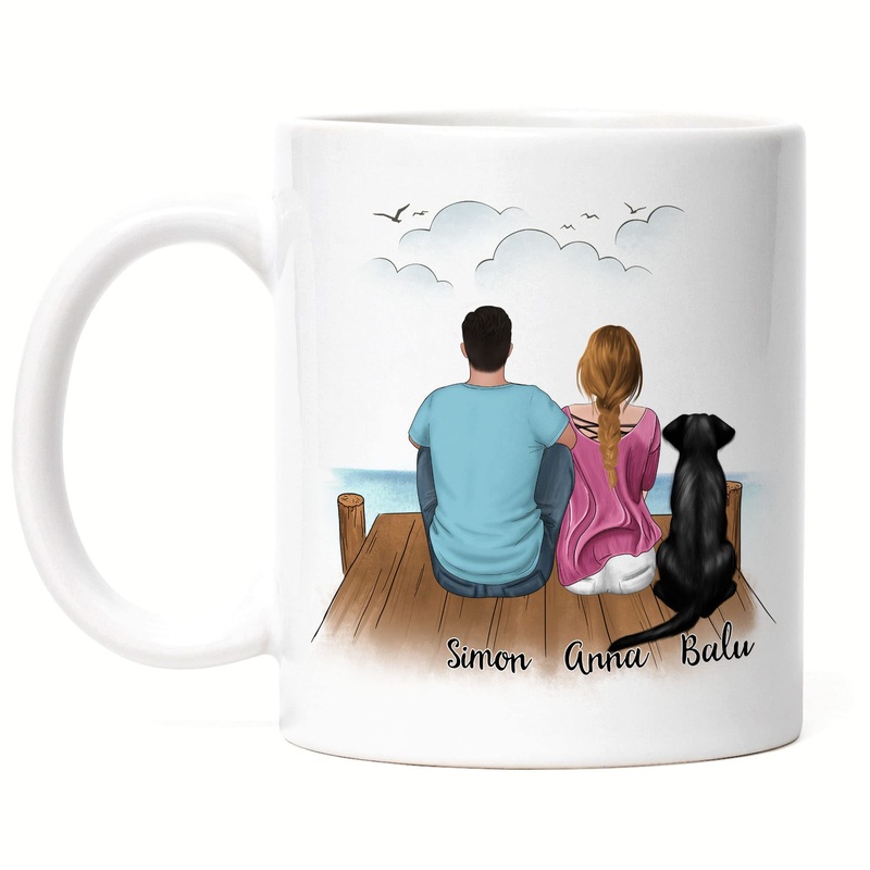 Kiddle design couple with dogs cup personalized dog owner gift dog lover couple dog dog mom dad dog mom dog dad white