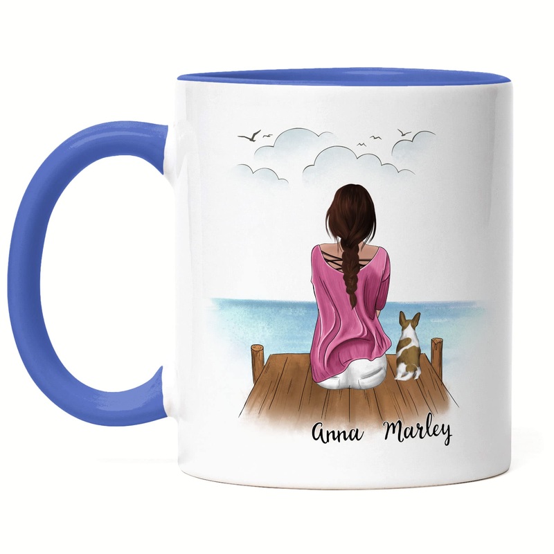 Kiddle-Design Dog Mom Mug Blue Personalized Dog Owner Gift Dog Lover Dogs Dog Mom Dog Fan Dog Motif Pet