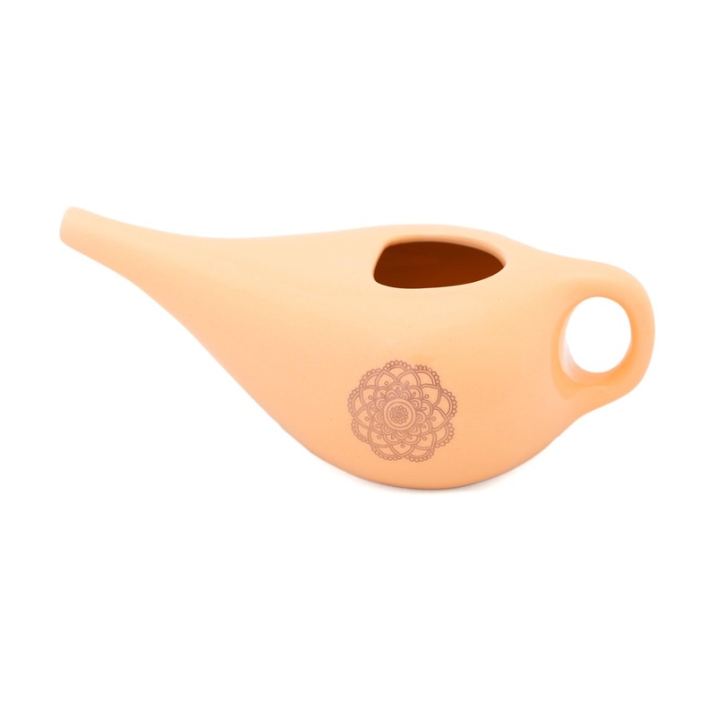 NETI POT Nose Rinse Jug Ceramic Neti Jug with Mandala (Gold) | Jug for Nose Rinse | Nose Shower | Nethi Pot – Nethi Pot Mango / Golden Mandala