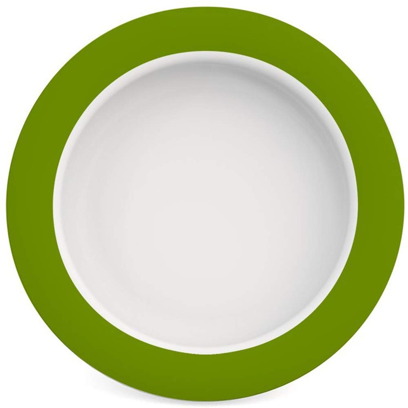 Ornamine plate with a tilt-trick 20 cm green |Special plate with a marginal increase for independent foodEating aid melamine anti-slip plate plate increase