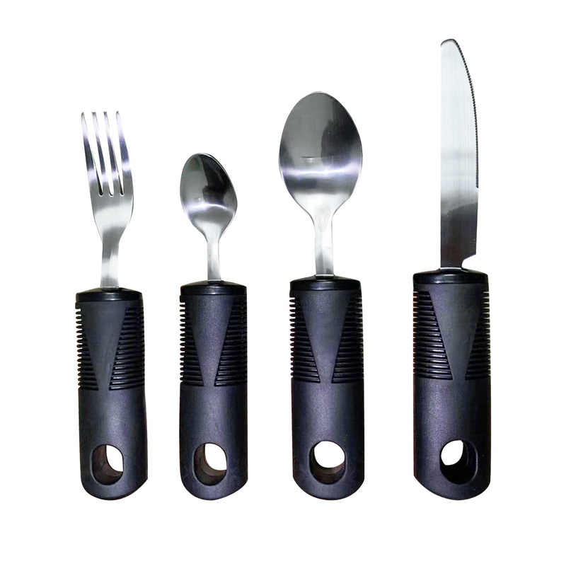 pieces of adapted cutlery for Parkinson’s arthritis multiple sclerosis elderly shaky hands disabled people