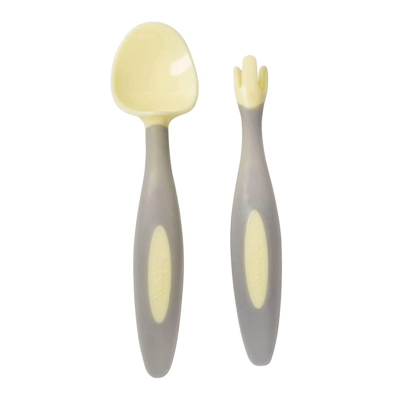 Toddler Cutlery Set with Uniquely Shaped Fork and Spoon (Banana Split)