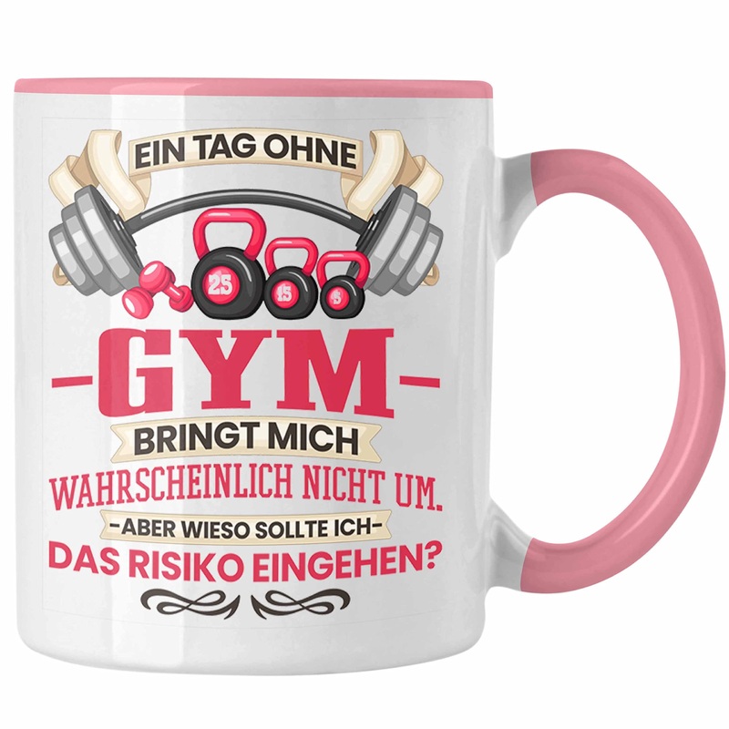 Trendation – Gym Mug Gift Fitness Saying Gift Idea for Fitness Freak Pumper (Pink)