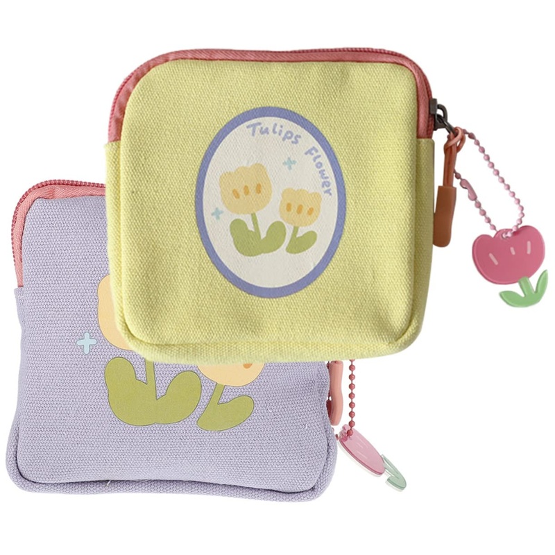 BESTonZON 2pcs Napkin Storage Bag Small Bag Organizer Cute Wallet Handbag Organizer Inserts Tote Insert Organizer Teen Girl Purse Reusable Pads Menstrual Lipsticks Storage Pouch Assorted Color -1 15.5X15.5CM