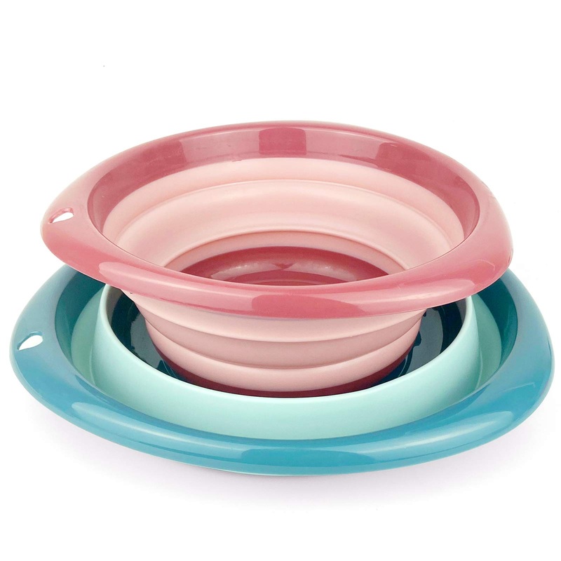 CARTINTS Collapsible Wash Basin Camping Foldable Dish Tub for Kitchen, Camping, RV, Space Saving, Easy to Store, 2Pack Blue+red