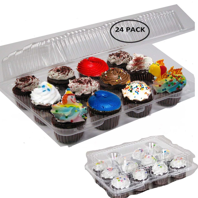 case from 24 12 Compartment Cupcake Container with Hinged Lid Clear 12 compartment cupcake boxes 12 cupcake containers plastic disposable 12 Cavity Cupcake Container 12 Cupcake boxes disposable Dozen