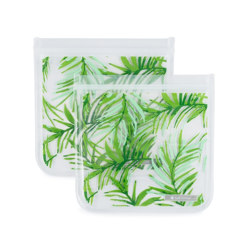 Full Circle ZipTuck Reusable Sandwich Bags Palm Leaves 2 Bags