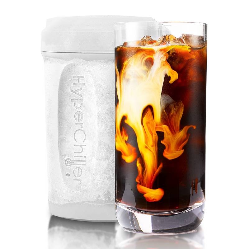 HyperChiller HC2W Patented Iced Coffee/Beverage Cooler, NEW, IMPROVED,STRONGER AND MORE DURABLE! Ready in One Minute, Reusable for Iced Tea, Wine, Spirits, Alcohol, Juice, 12.5 Oz, White
