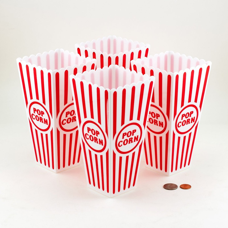 Ifavor123 Popcorn – White and Red Plastic Containers  4 Pack