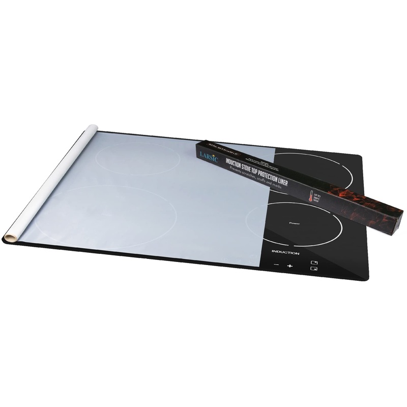 Large Induction Mat Stove Protector Liner Under Induction Pans While Cooking, No More Scratches, Dirt, Cleaning Wasted Time, Heat Resistant 260C, Fast Clean, Easy Cut Fit Induction Roll Size (63×21″)