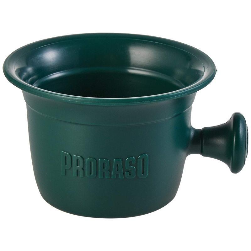 Proraso Professional Shaving Bowl with Handle 300ml Capacity Traditional Holder for Shaving Cream Personal Grooming and Shaving Gift for Men Classic Green Made in Italy