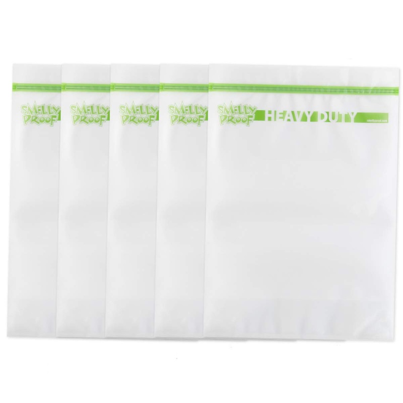 SMELLY PROOF – Reusable Clear Odor-Proof Storage Bags – 5-PACK – Barrier Technology – Made in the USA Stand Up – EXTRA LARGE – 12″ x 16″ – 5 Pack