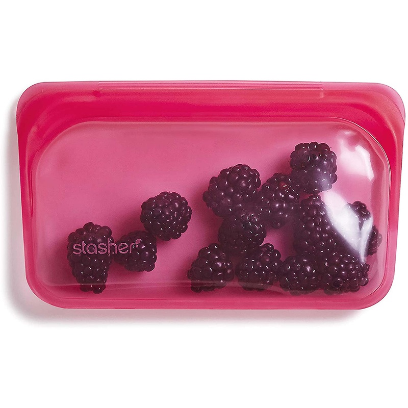 Stasher Reusable Silicone Food Bag Snack Size Small Raspberry 9.9 fl oz (293.5 ml)