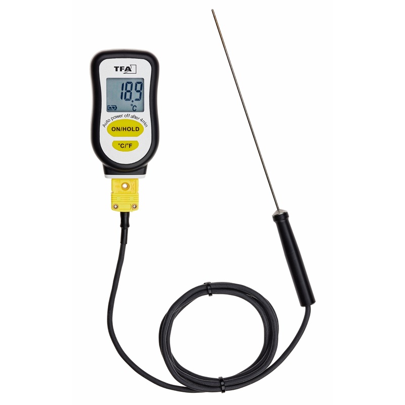 TFA Dostmann Digital Sous-Vide Thermometer with stainless steel insert sensor 14.1552.01 including foam band for sealing black L 42 x H 78 mm