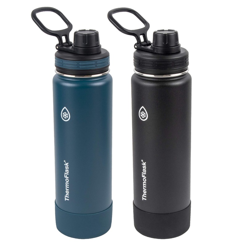ThermoFlask 24oz Spout Bottle 2pack Mayan Blue Black 24 Ounce Mayan BlueBlack