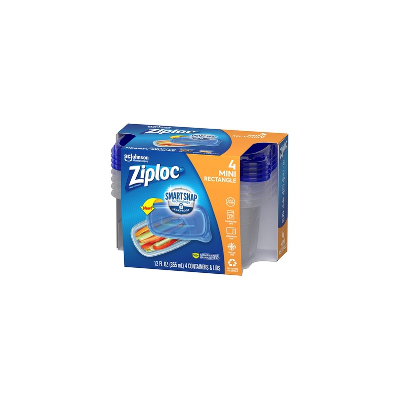 Ziploc Container Medium Rectangle 1.8 Cups 4 Count (Pack of 1)