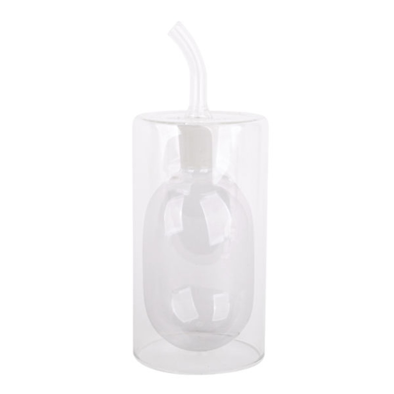 Clear Double Wall Glass Oil & Vinegar Bottle, 8oz