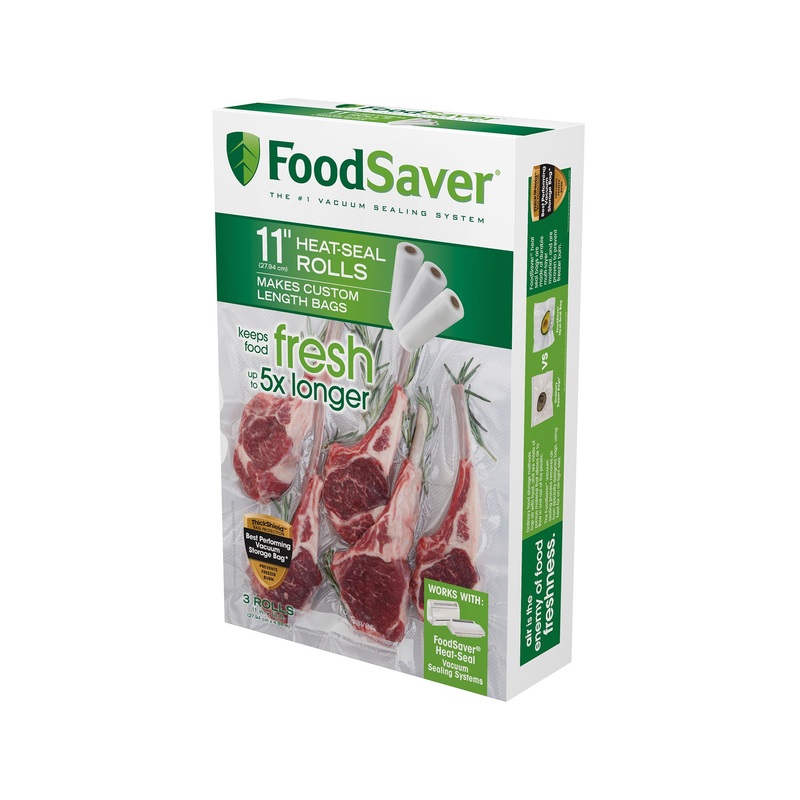 FoodSaver Vacuum Sealer Bags, Rolls for Custom Fit Airtight Food Storage and Sous Vide, 11″ x 16′ (Pack of 3) frustration_free Roll