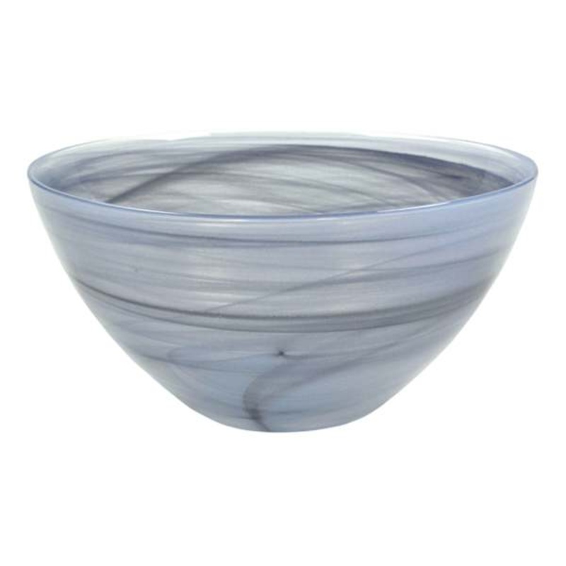 Grey Glass Swirled Serving Bowl, 8.6″