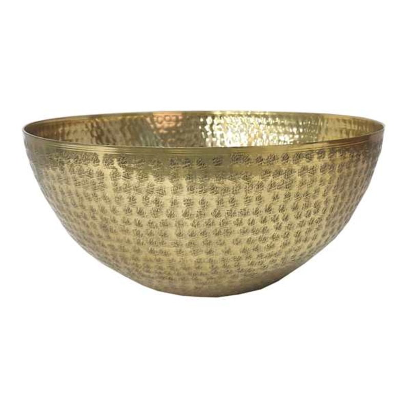 Hammered Gold Metal Fruit Bowl, 12″