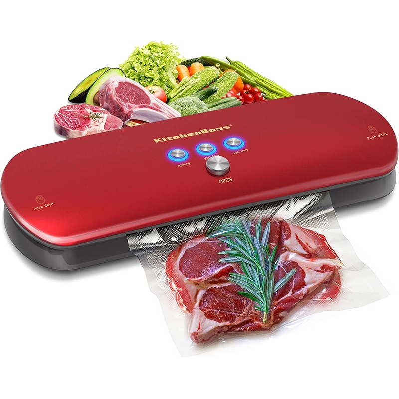 KitchenBoss Food Vacuum Sealer Machine: Vacuum Sealer Machine for Dry and Moist Foods Storage Preservation Automatic Vacuum Sealing Include 5 Pcs Food Vacuum Bags