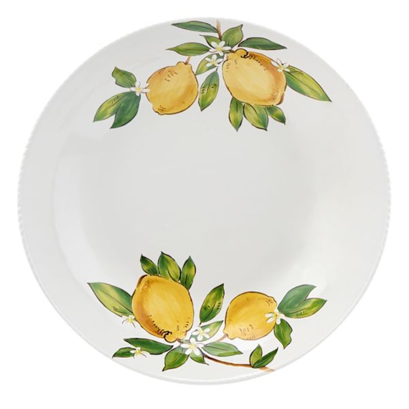 Lemon Print Ceramic Serving Bowl, 12″