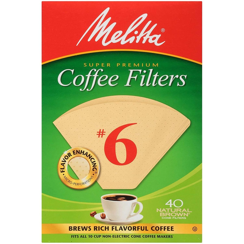 Melitta #6 Cone Coffee Filters, Natural Brown, 40 Count (Pack of 12, 480 Total Filters) Natural Brown Coffee Filters