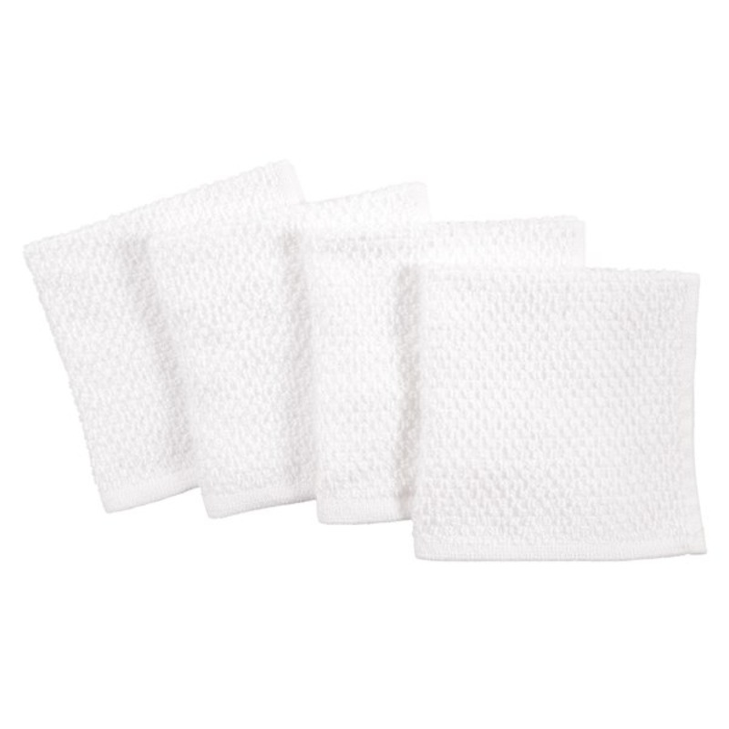 Set of 4 White Bar Mop Dish Cloths